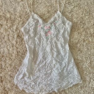 Vintage Cliche White Lace Camisole Size Medium